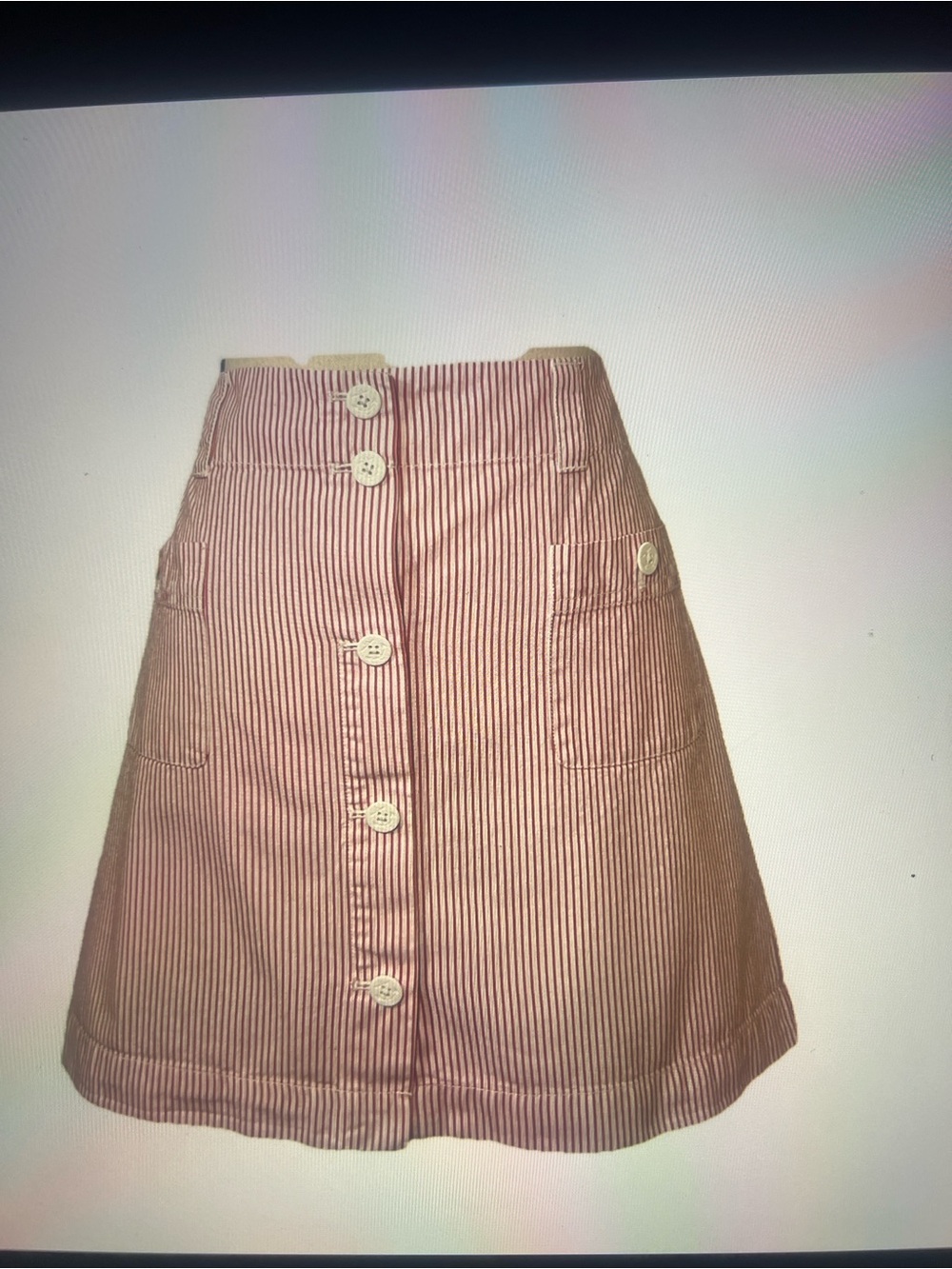 Vineyard Vines Red & White Mini Skirt Size 10 Button Front Costal